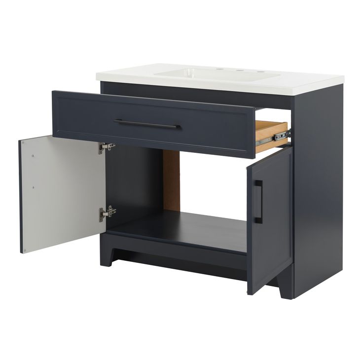 Style Selections Potter 36-in Blue Single Sink Bathroom Vanity with White Cultured Marble Top