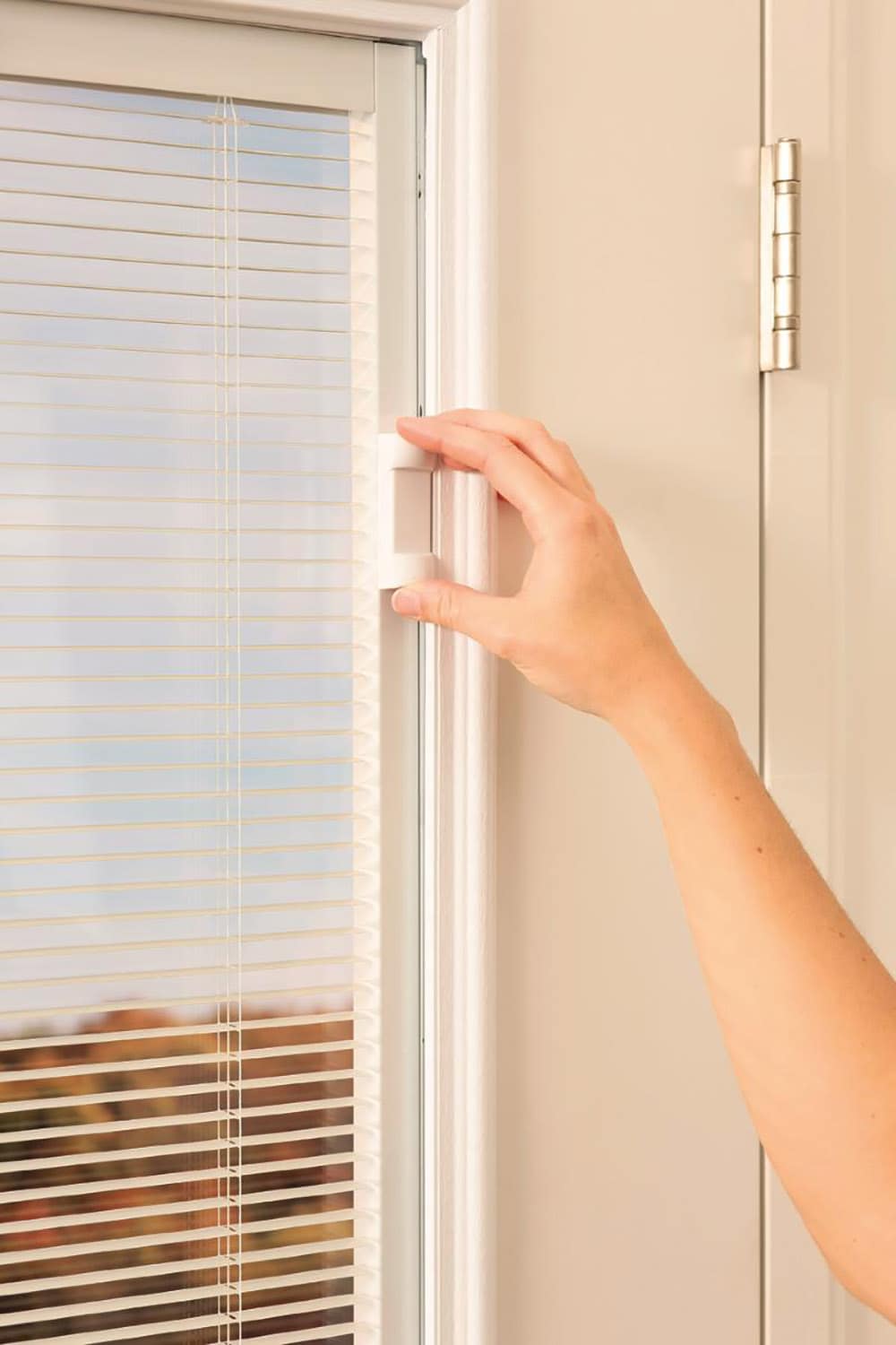 JELD-WEN 32-in x 80-in Steel Full Lite Left-Hand Inswing Primed Prehung Single Front Door with Blinds