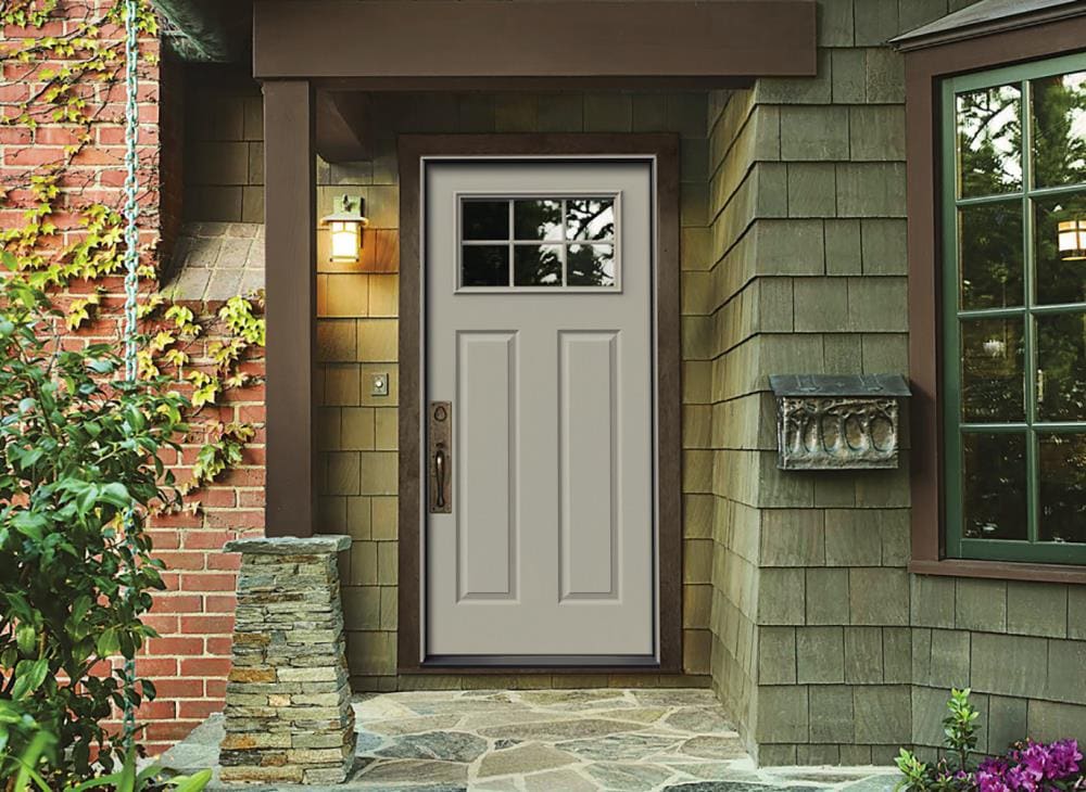JELD-WEN 36-in x 80-in Steel Craftsman Right-Hand Inswing Primed Prehung Single Front Door