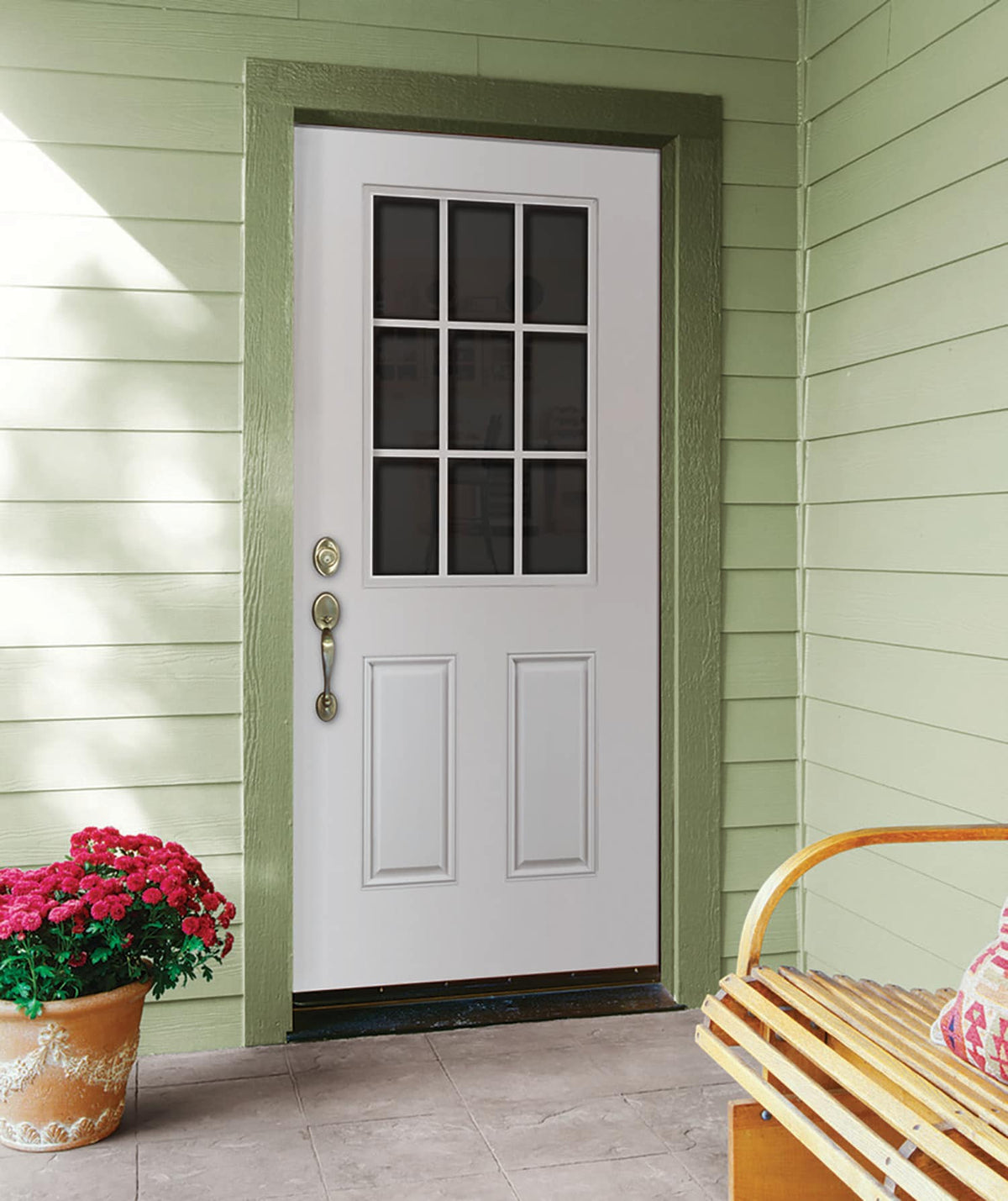 JELD-WEN 36-in x 80-in Steel Half Lite Right-Hand Inswing Primed Prehung Single Front Door