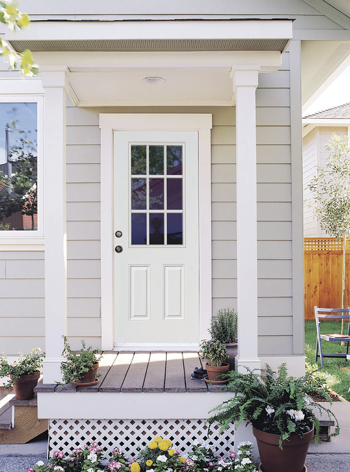 JELD-WEN 36-in x 80-in Steel Half Lite Right-Hand Inswing Primed Prehung Single Front Door