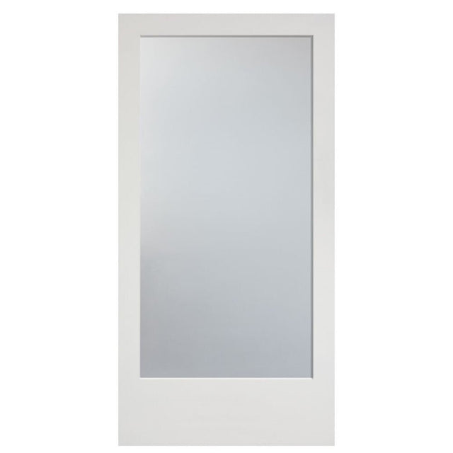 Masonite 42-in x 84-in Primed MDF Full-Lite Frosted Glass Single Barn Door (Slab Only)