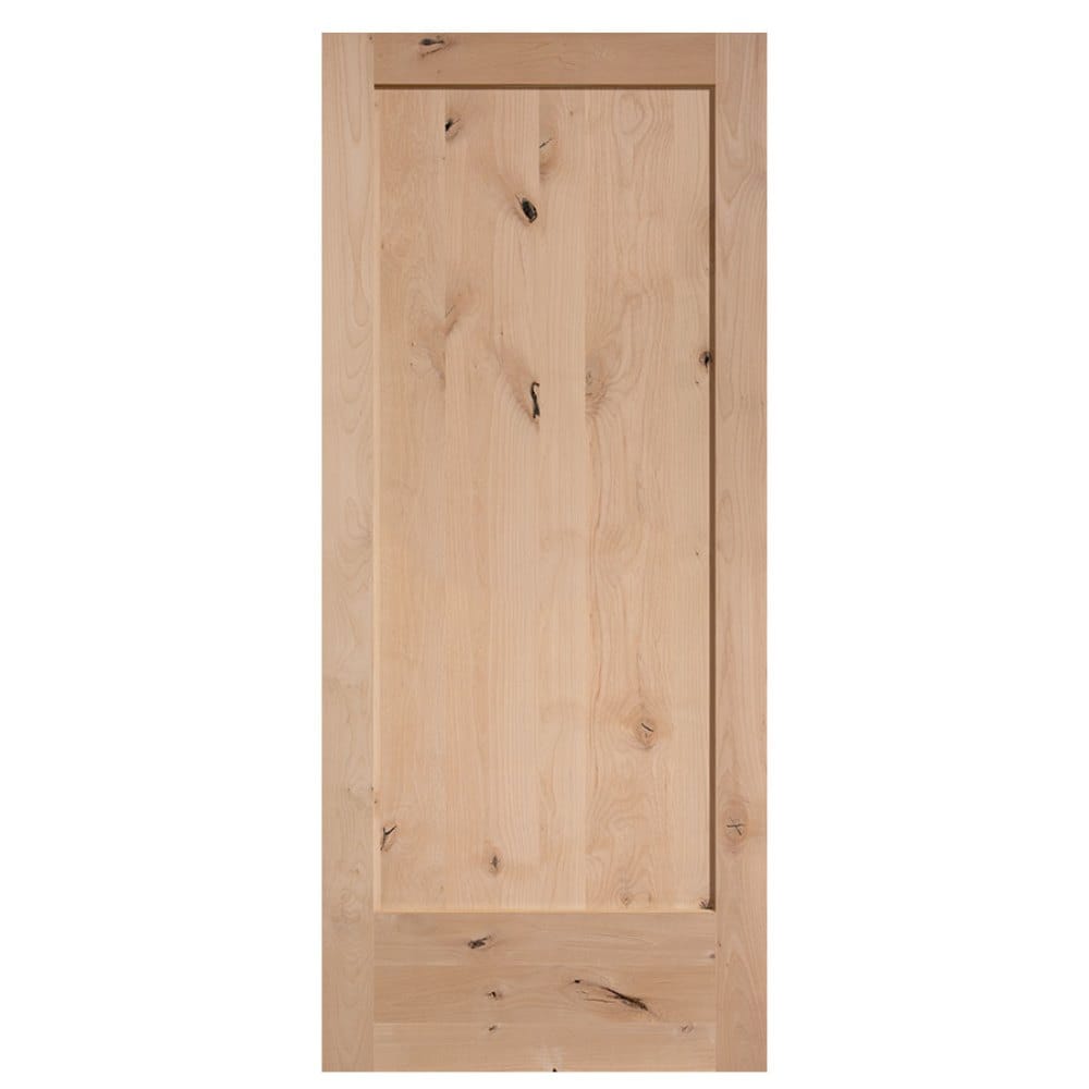 Masonite Traditional 36-in x 84-in Natural 1-Panel Unfinished Knotty Alder Wood Single Barn Door