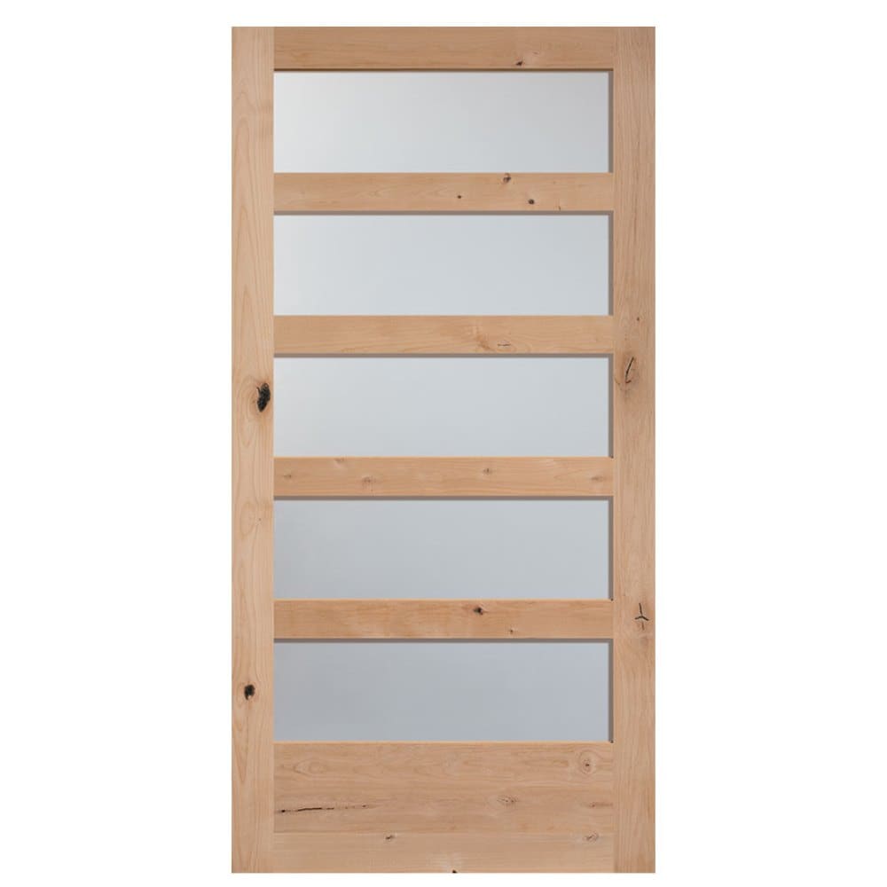Masonite Traditional 42-in x 84-in Natural Unfinished Knotty Alder Wood Single Barn Door