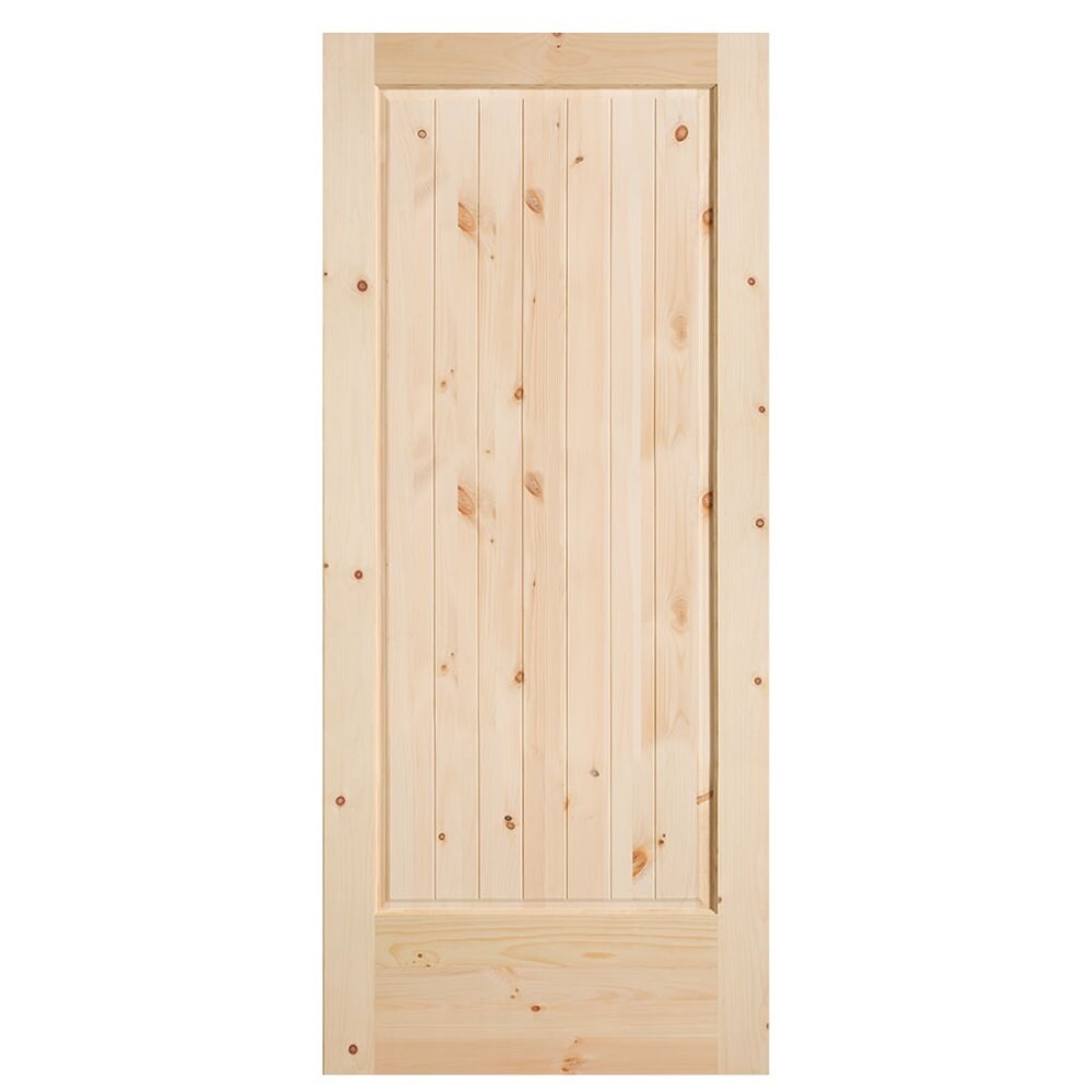 Masonite Traditional 36-in x 84-in Natural Unfinished Knotty Pine Wood Single Barn Door