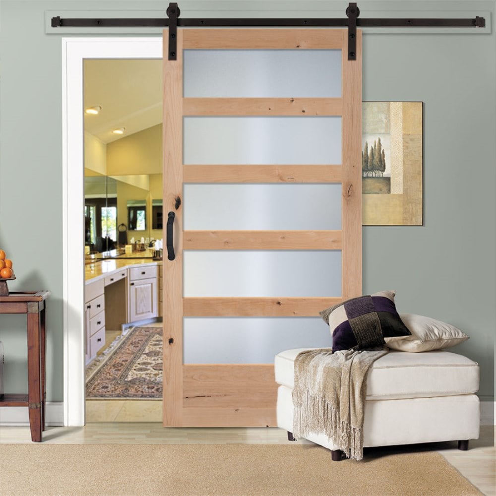 Masonite Traditional 42-in x 84-in Natural Unfinished Knotty Alder Wood Single Barn Door