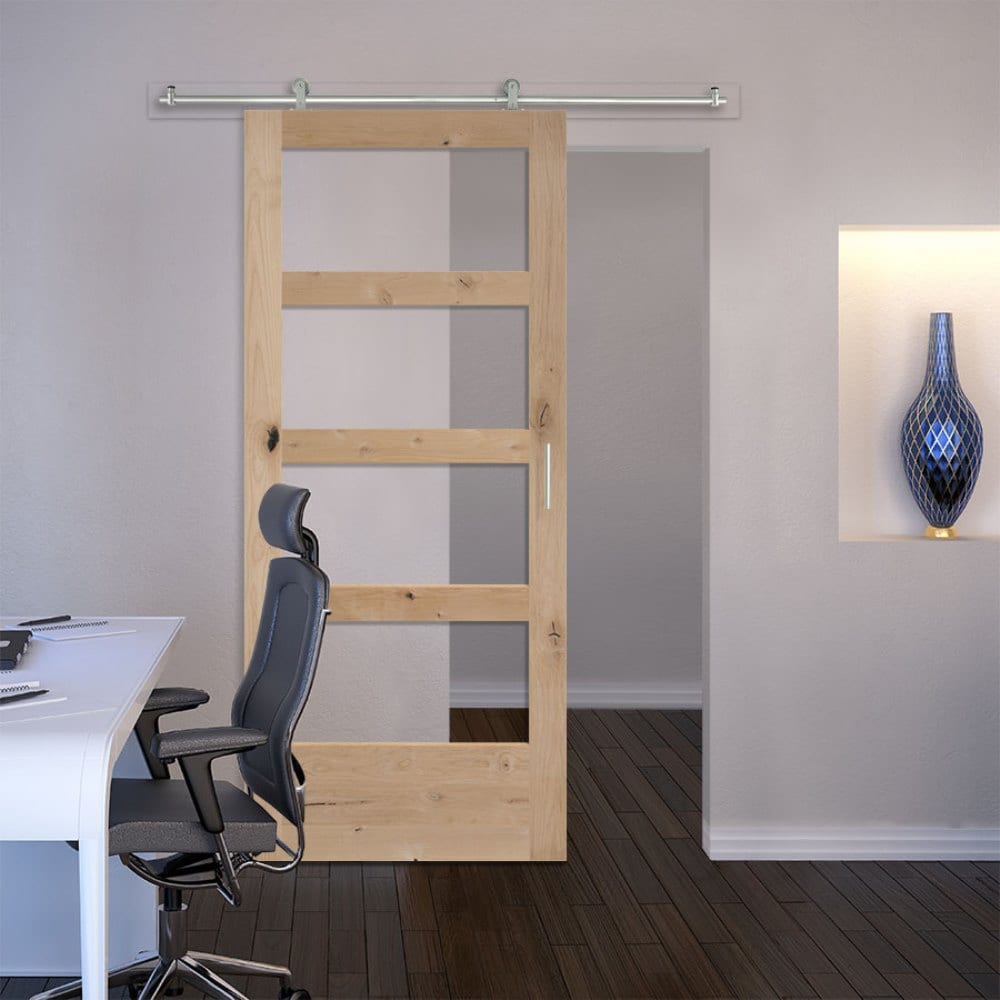 Masonite Traditional 36-in x 84-in Natural Unfinished Knotty Alder Wood Single Barn Door