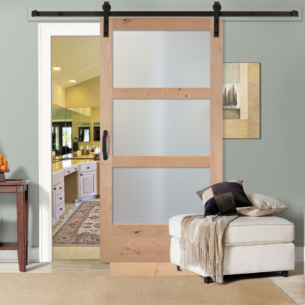 Masonite Traditional 42-in x 84-in Natural Unfinished Knotty Alder Wood Single Barn Door