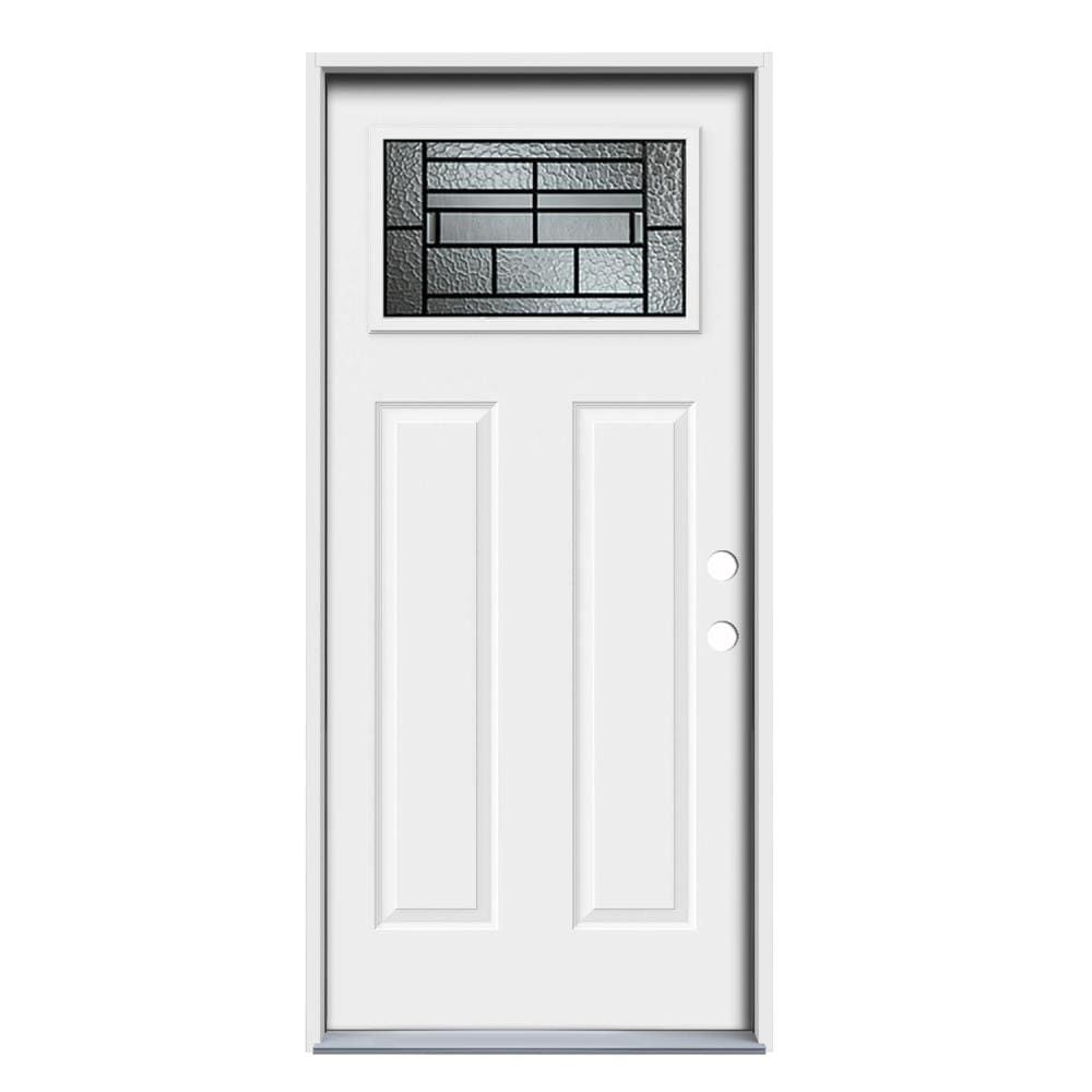 JELD-WEN Pembrook 36-in x 80-in Steel Craftsman Left-Hand Inswing Primed Prehung Single Front Door