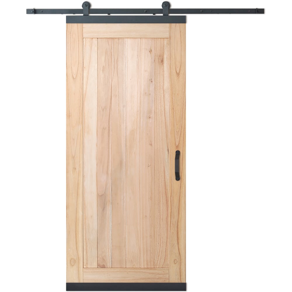 JELD-WEN DesignGlide 36-in x 80-in Unfinished K-Frame White Cedar Wood Single Barn Door, Hardware Included