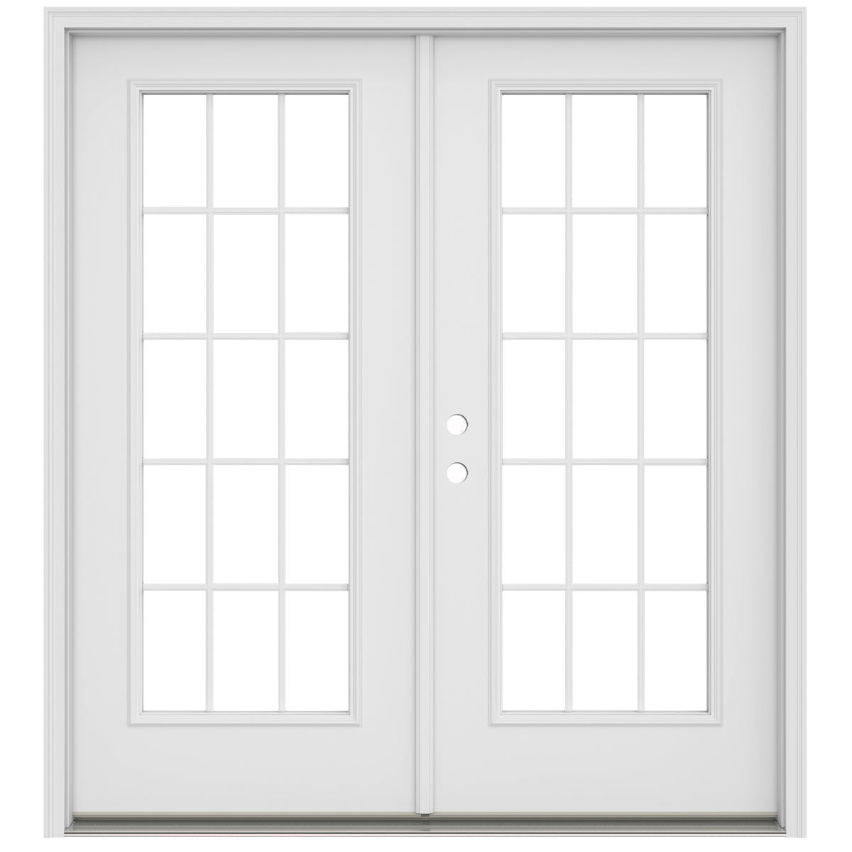 JELD-WEN 72-in x 80-in 4-9/16-in Low-E External Grilles Primed Steel French Right-Hand Inswing Double Patio Door
