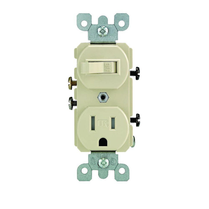 15 Amp Tamper-Resistant Combination Switch and Outlet, Ivory - Super Arbor