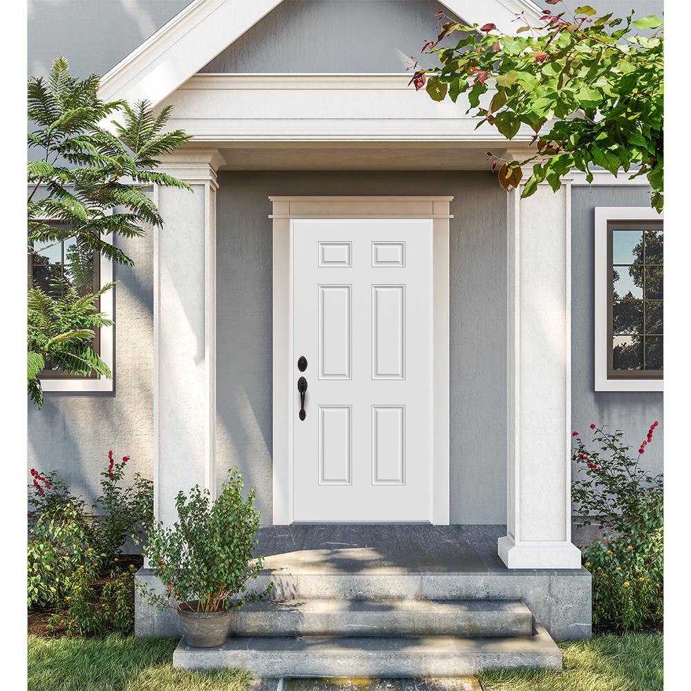 JELD-WEN 32-in x 74-in Steel Right-Hand Inswing Primed Prehung Single Front Door
