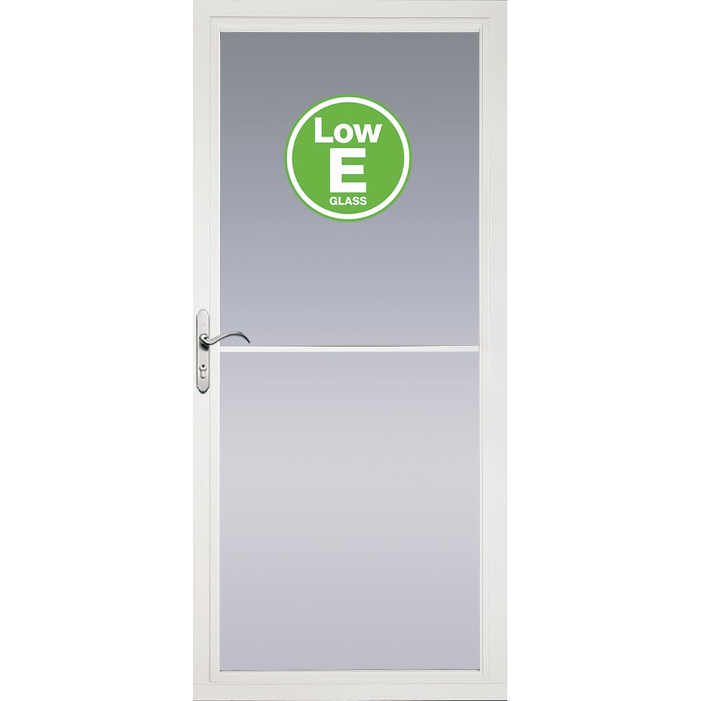 Pella Rolscreen 32-in x 81-in White Full-View Retractable Screen Aluminum Storm Door
