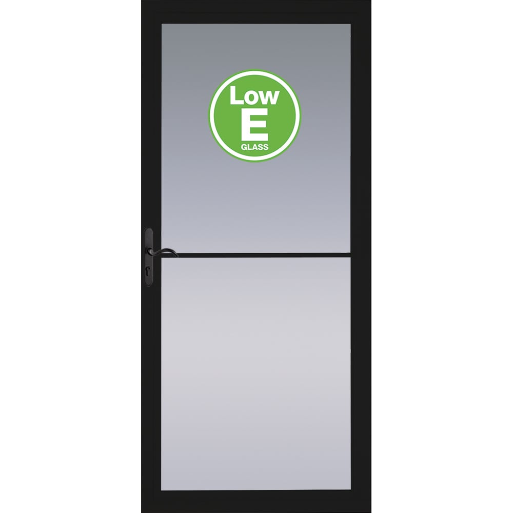 Pella Rolscreen 36-in x 81-in Black Full-View Retractable Screen Aluminum Storm Door