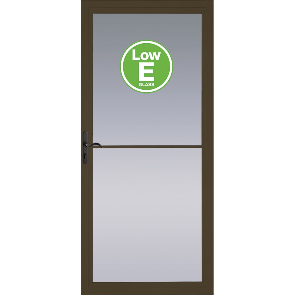 Pella Rolscreen 32-in x 81-in Brown Full-View Retractable Screen Aluminum Storm Door