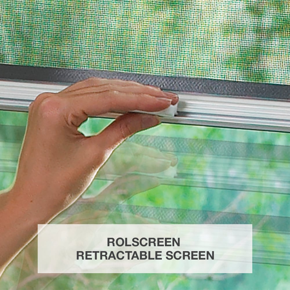 Pella Rolscreen 36-in x 81-in Black Full-View Retractable Screen Aluminum Storm Door