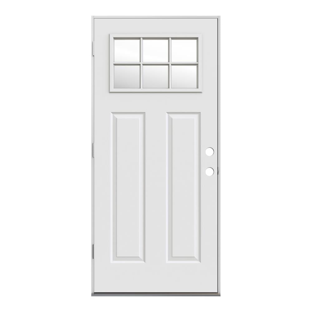 JELD-WEN 36-in x 80-in Steel Craftsman Right-Hand Outswing Primed Prehung Single Front Door