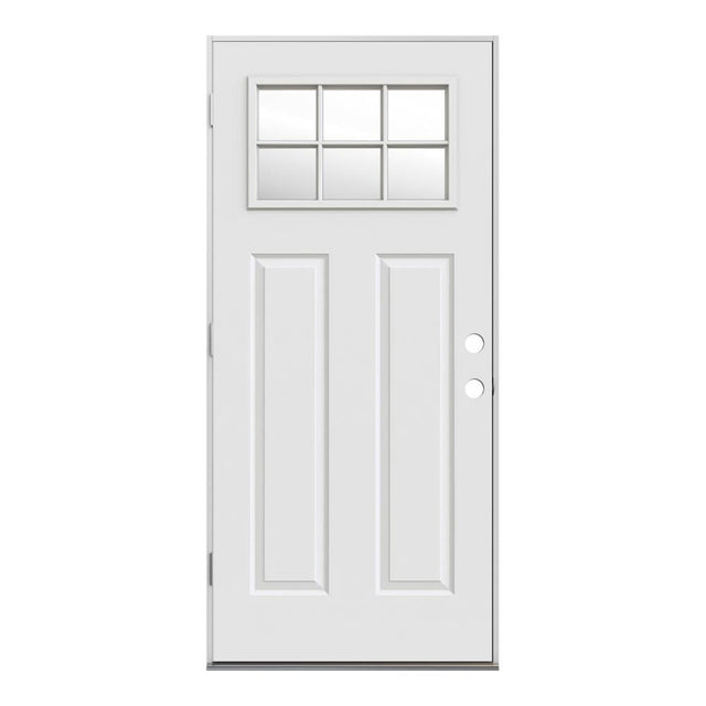 JELD-WEN 36-in x 80-in Steel Craftsman Right-Hand Outswing Primed Prehung Single Front Door