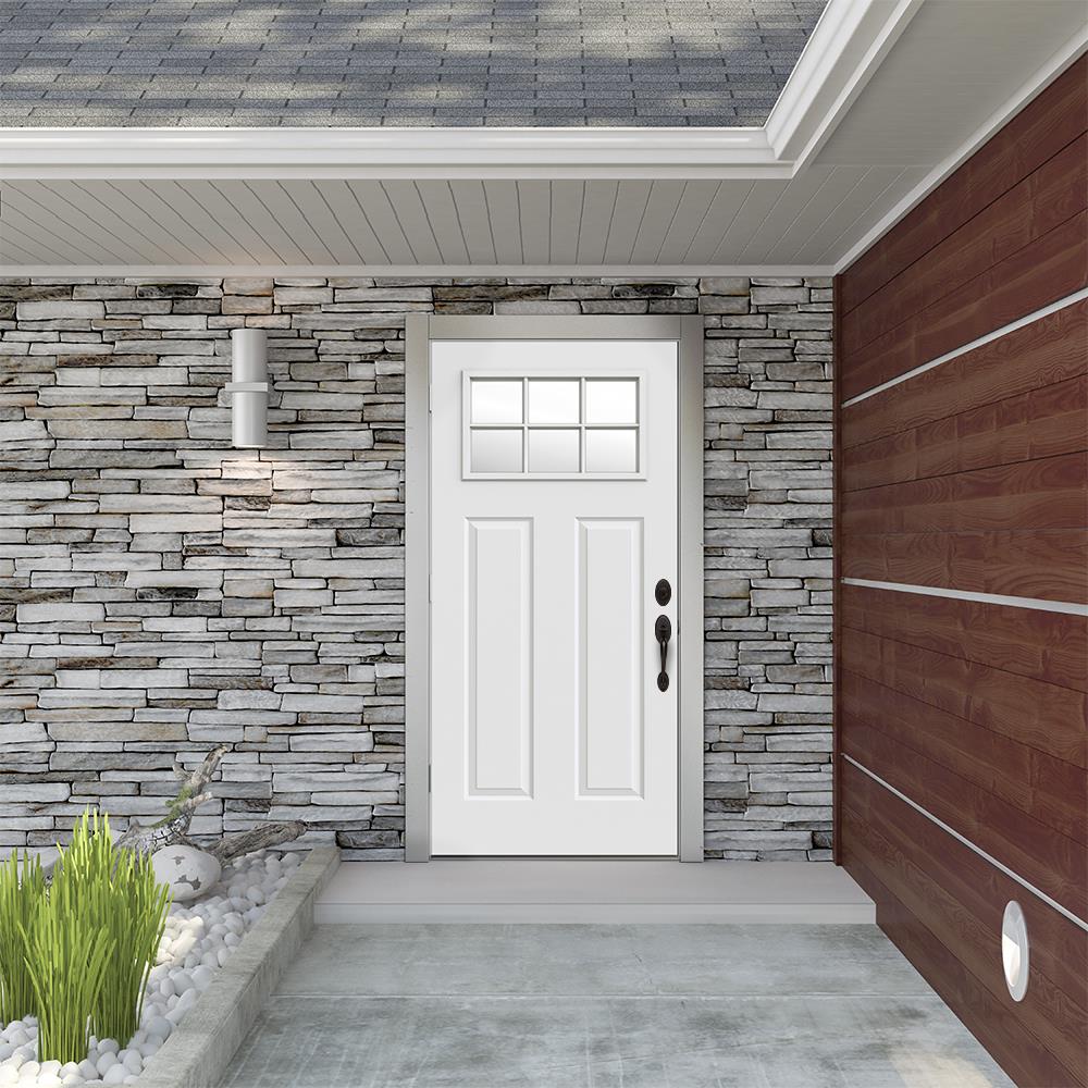 JELD-WEN 36-in x 80-in Steel Craftsman Right-Hand Outswing Primed Prehung Single Front Door