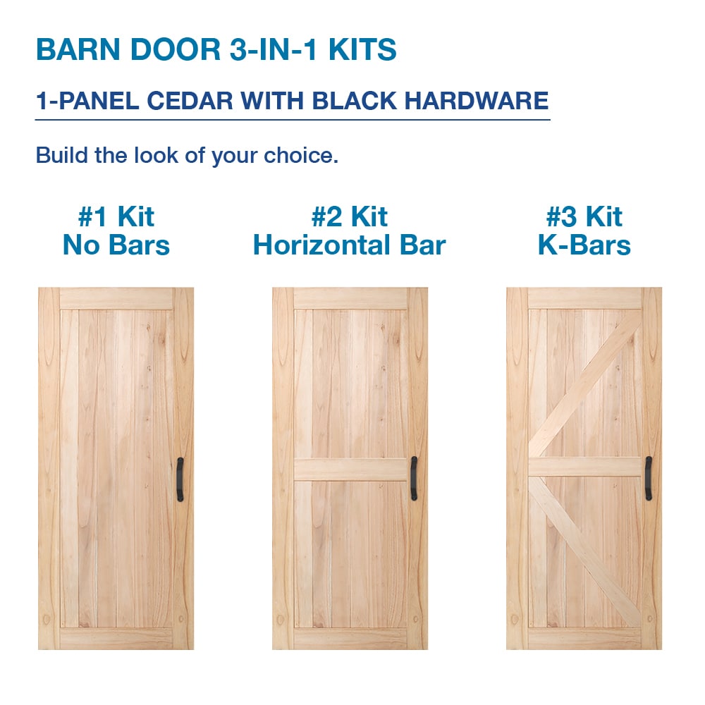 JELD-WEN DesignGlide 36-in x 80-in Unfinished K-Frame White Cedar Wood Single Barn Door, Hardware Included