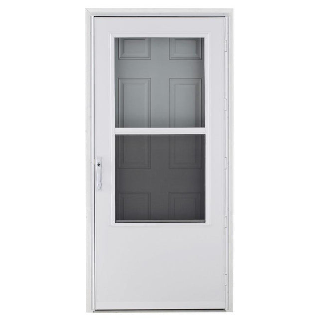 LARSON 36-in x 81-in White Mid-View Wood Core Storm Door
