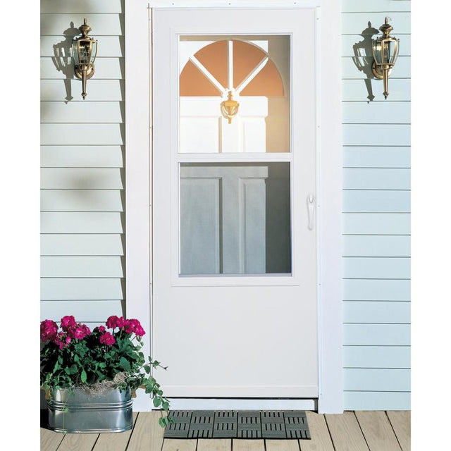 LARSON Mobile Home 32-in x 74-in White Mid-View Wood Core Storm Door