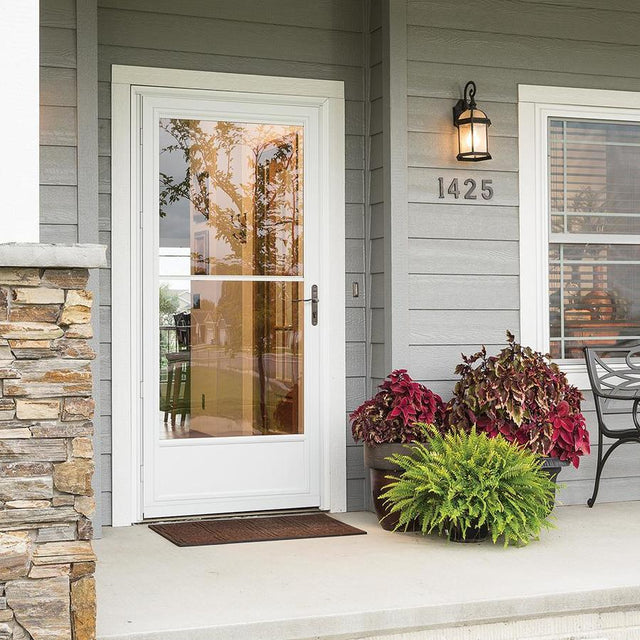 Pella 32-in x 81-in Putty Mid-View Aluminum Storm Door