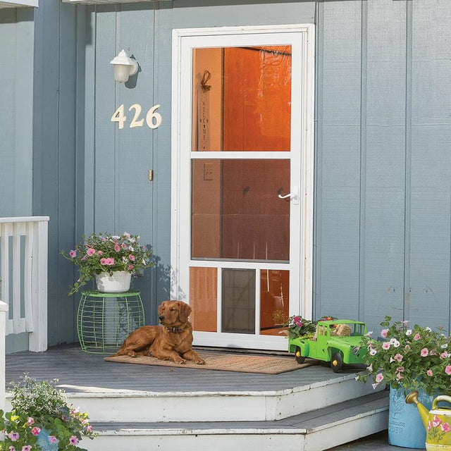 LARSON Pet View 32-in x 81-in White Full-View Aluminum Storm Door