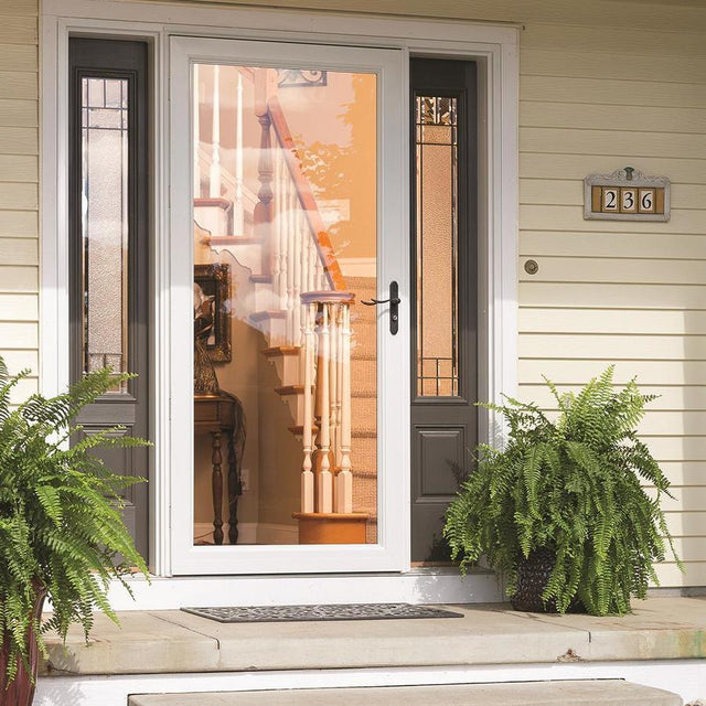 LARSON Signature Classic 32-in x 81-in Black Full-View Aluminum Storm Door