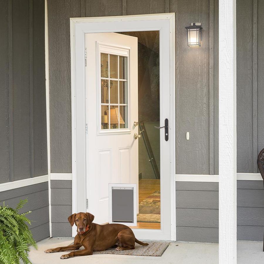 LARSON Signature Pet Door 32-in x 81-in White Full-View Aluminum Storm Door - Super Arbor
