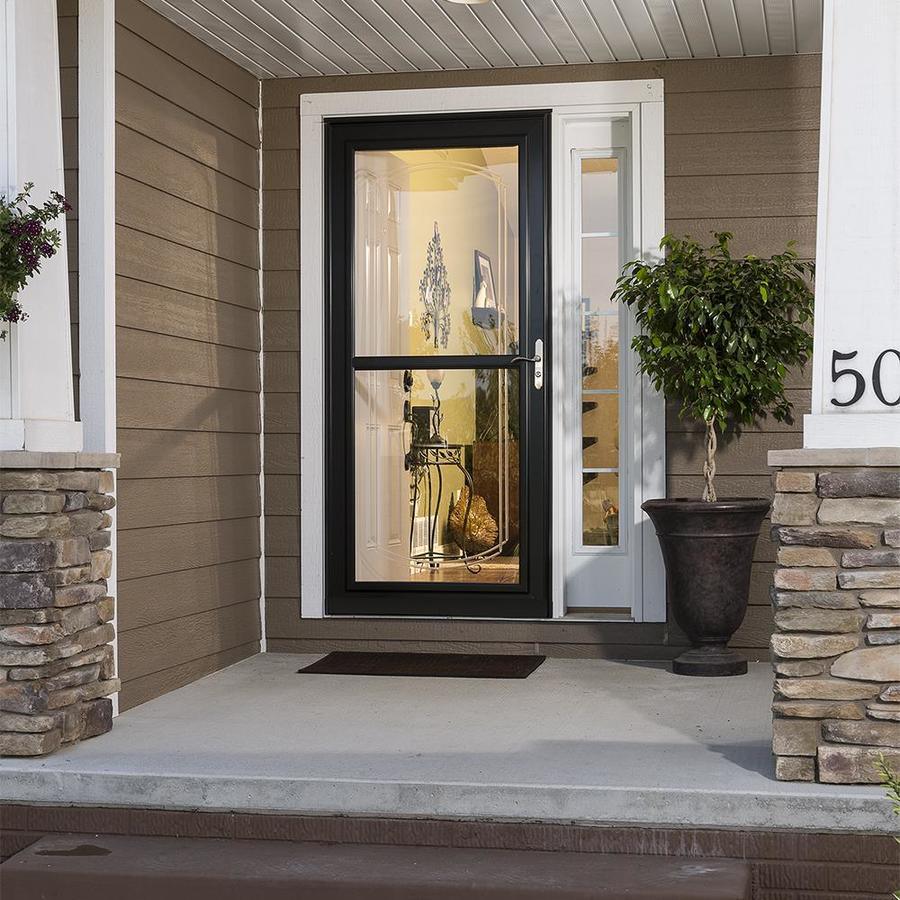 LARSON Tradewinds 36-in x 81-in Black Full-View Aluminum Storm Door - Super Arbor