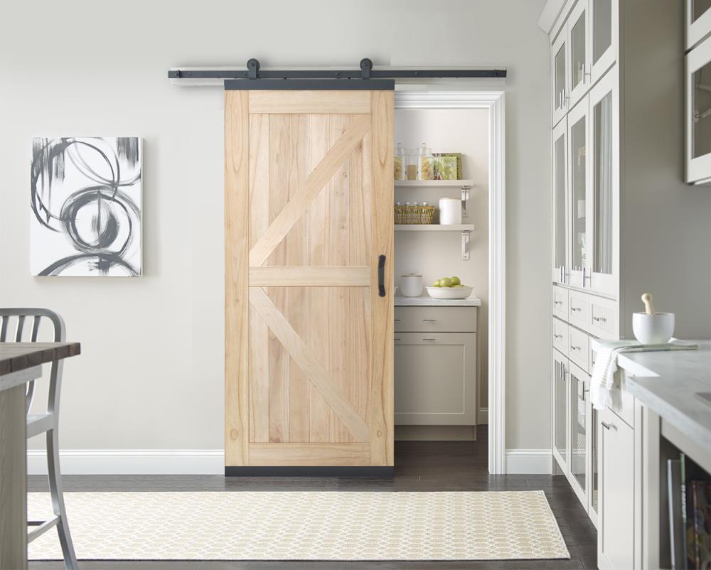 JELD-WEN DesignGlide 36-in x 80-in Unfinished K-Frame White Cedar Wood Single Barn Door, Hardware Included