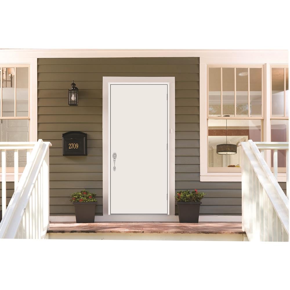 JELD-WEN 36-in x 80-in Steel Left-Hand Outswing Primed Prehung Single Front Door