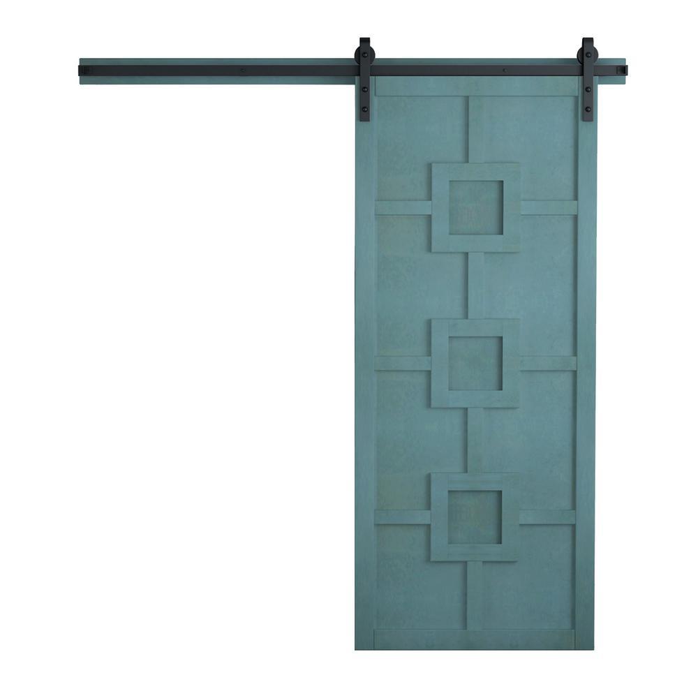 42 in. x 84 in. Mod Squad Bright White Wood Sliding Barn Door with Hardware Kit - Super Arbor