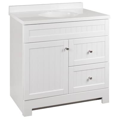 Style Selections Ellenbee 36.5-in White Single Sink Bathroom Vanity with White Cultured Marble Top