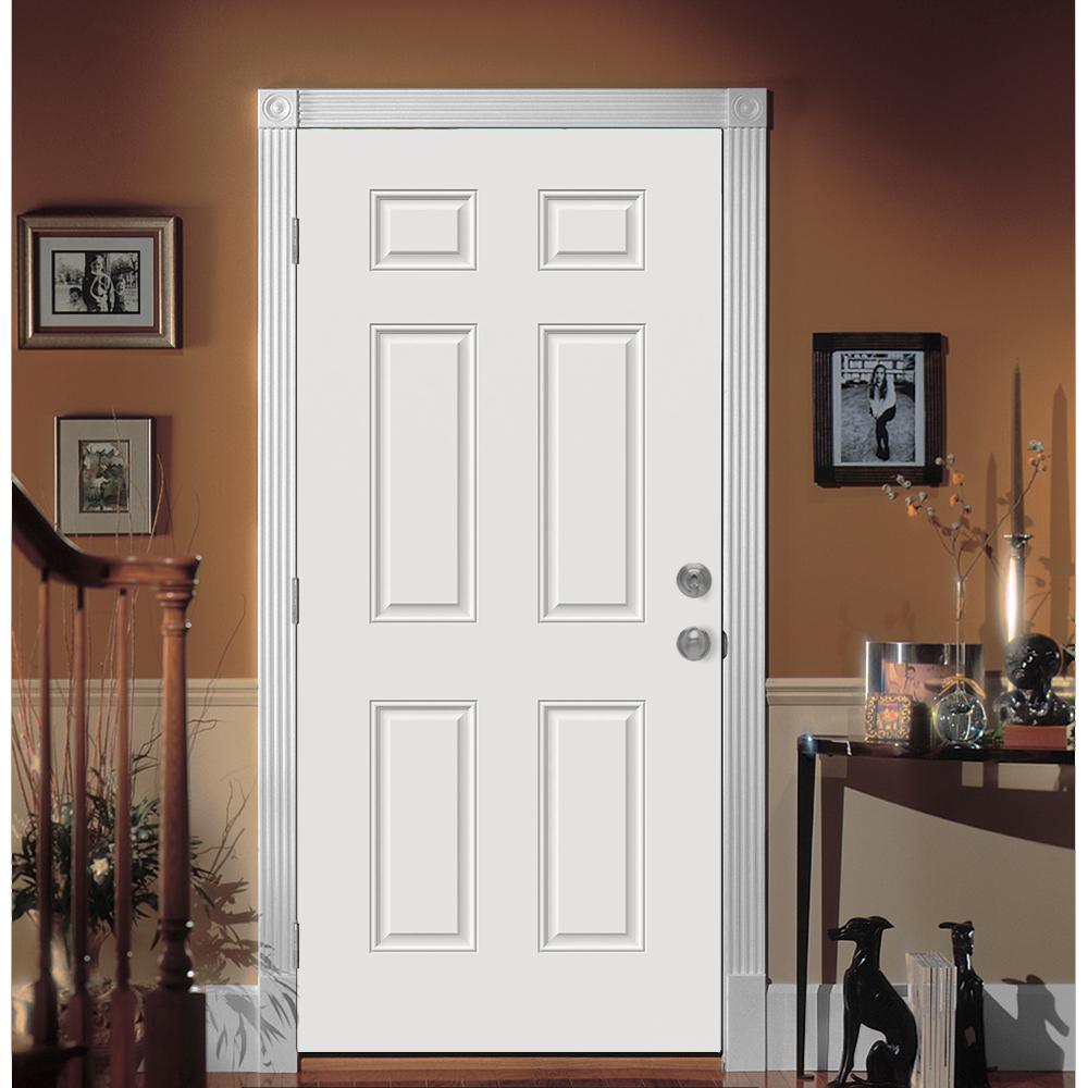 30 in. x 79 in. 6-Panel Primed Premium Steel Front Door Slab - Super Arbor