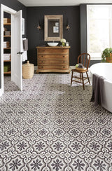 Style Selections Charlotte Black and White 9-in x 9-in Groutable Water Resistant Peel and Stick Vinyl Tile Flooring (0.5625-sq ft)