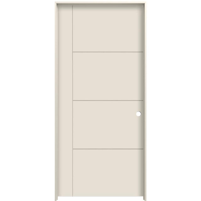 JELD-WEN Studio SL130 32-in x 80-in Primed 5-Panel Square Solid Core Hardboard/Hardwood Left-Hand Single Prehung Interior Door