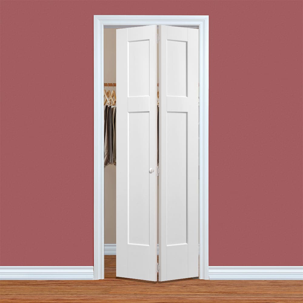 Masonite Heritage 24-in x 80-in Primed White 3-Panel Craftsman Molded Composite Bifold Door, Hollow Core (Hardware Included)