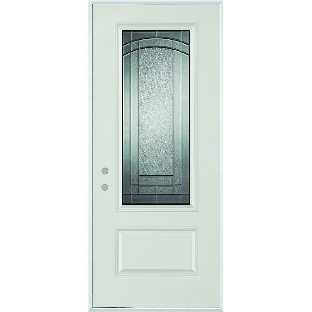 36 in. x 80 in. Chatham 3/4 Lite 1-Panel Painted Right-Hand Inswing Steel Prehung Front Door - Super Arbor