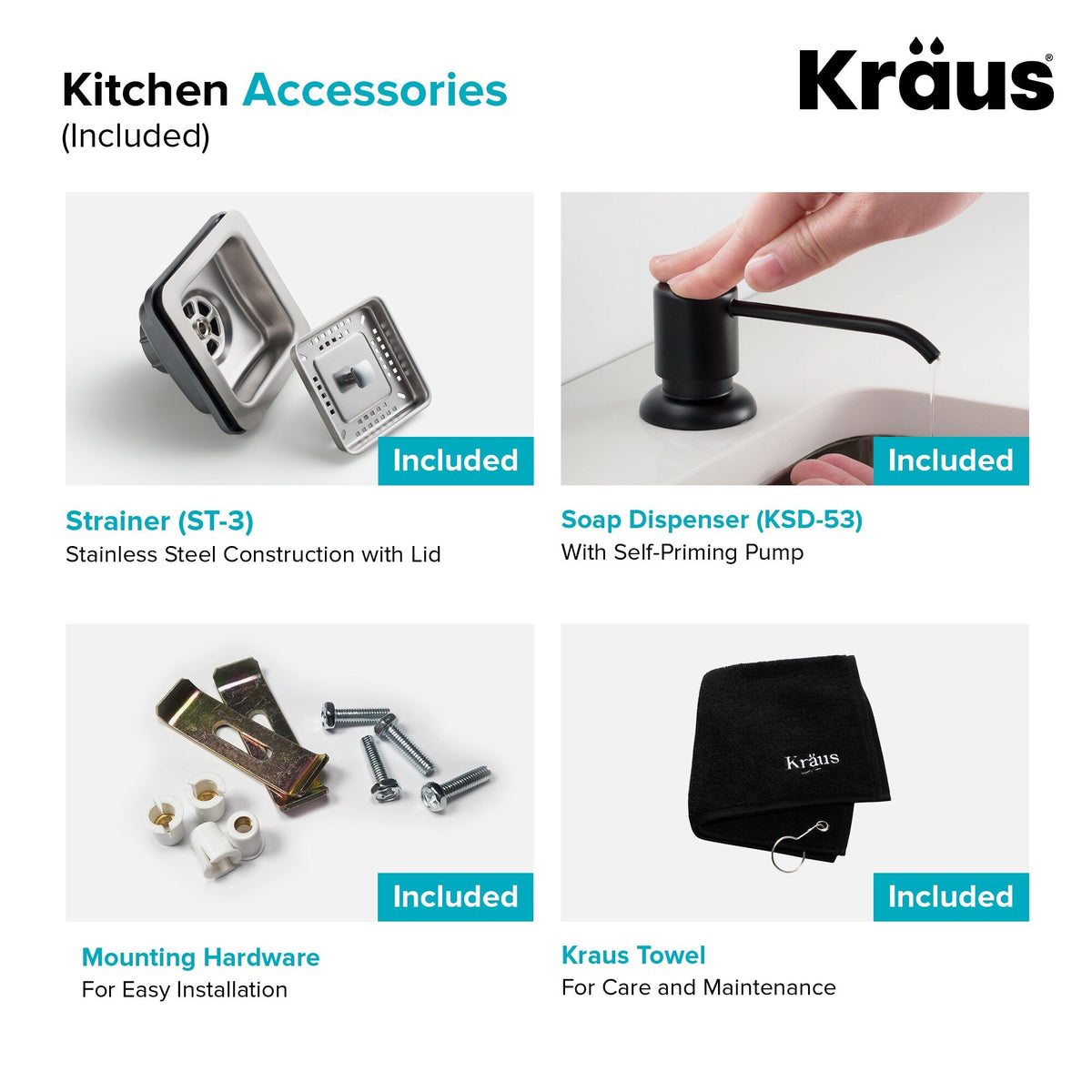 Kraus Stainless Steel Undermount Laundry Sink with Drain and Faucet