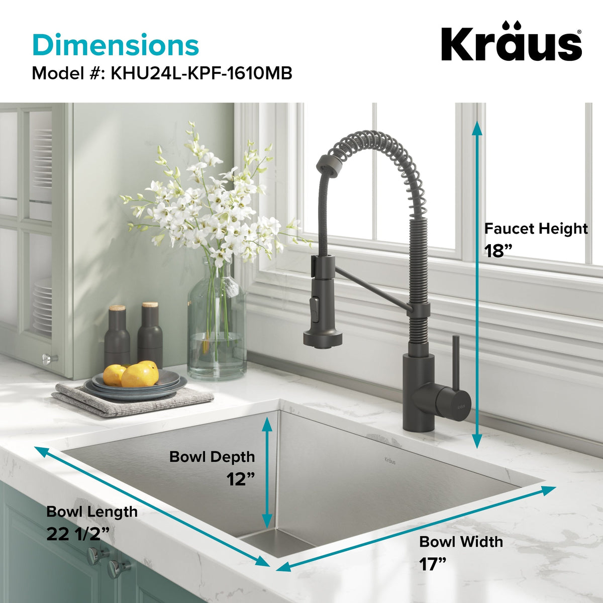 Kraus 18.5" x 24" Stainless Steel Undermount Laundry Sink with Faucet