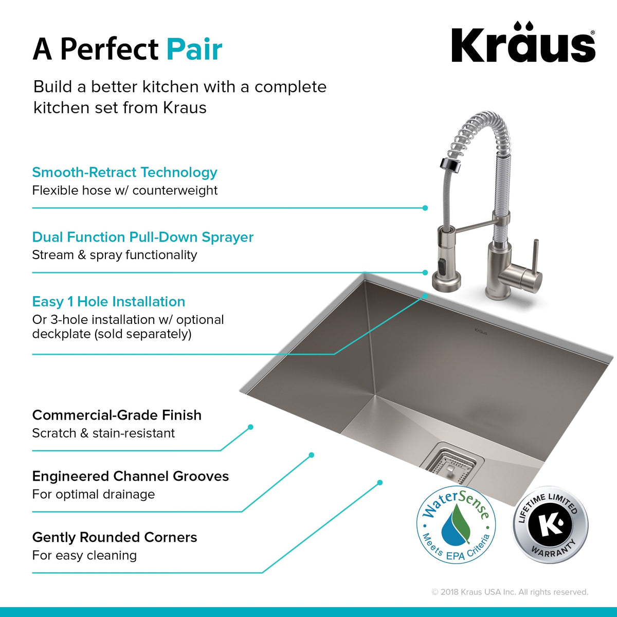 Kraus Stainless Steel Undermount Laundry Sink with Faucet and Drain