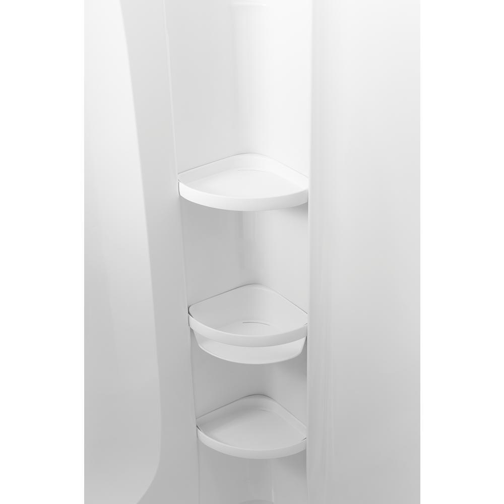 STORE+ 36 in. x 34 in. Single Threshold Center Drain Shower Base with Shower Walls and 10-Piece Accessory Kit in White - Super Arbor