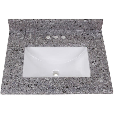 25 in. Stone Effect Vanity Top in Mineral Gray with White Sink - Super Arbor