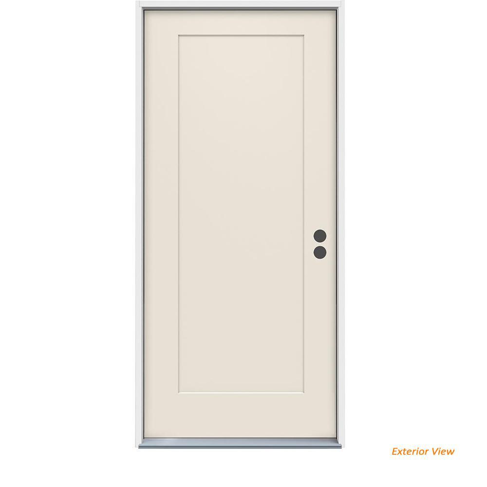 32 in. x 80 in. 1-Panel Craftsman Primed Steel Prehung Left-Hand Inswing Front Door - Super Arbor