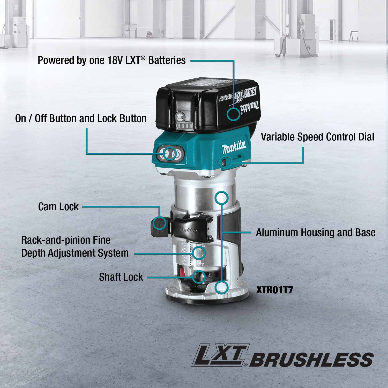Makita 18V LXT Lithium‑Ion Brushless Cordless Compact Router Kit, 5.0A ...