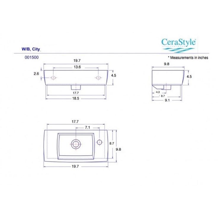 Nameeks City Wall Mounted Bathroom Sink in White