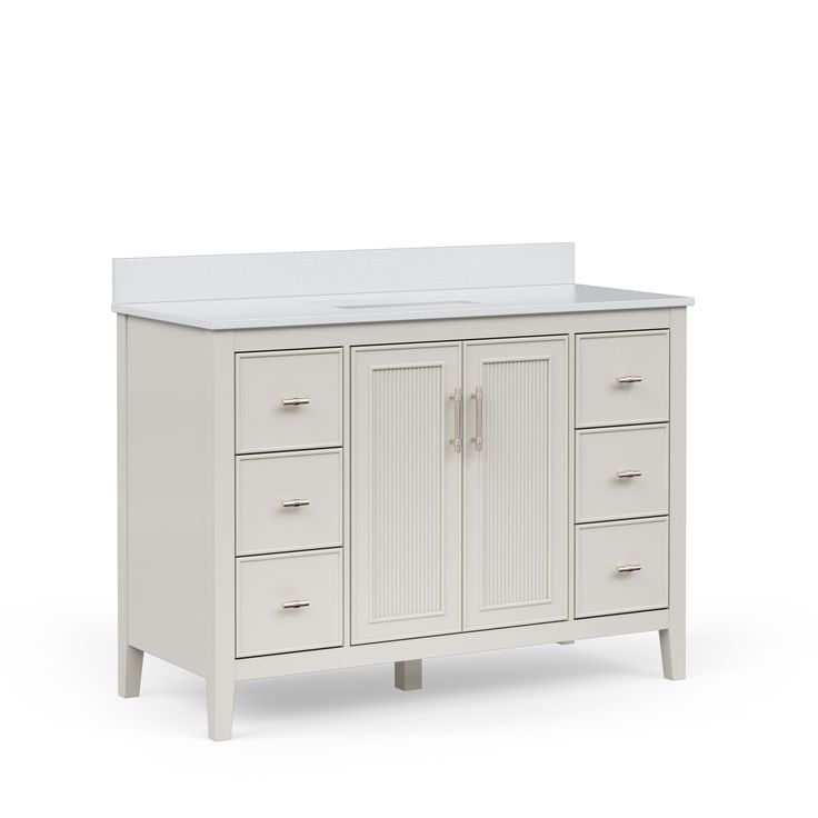 Style Selections Alaia 48-in Muse Gray Undermount Single Sink Bathroom Vanity with White Engineered Stone Top